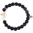 thumbnail image 1 of Alexa's Angels 8" Men's Cross Bracelet Black Onyx Stretch, 1 of 1