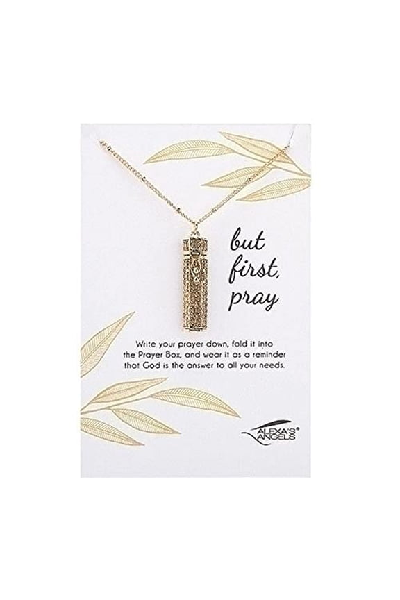 Alexa's Angels But First Pray Gold Brass Necklace 30 Inch