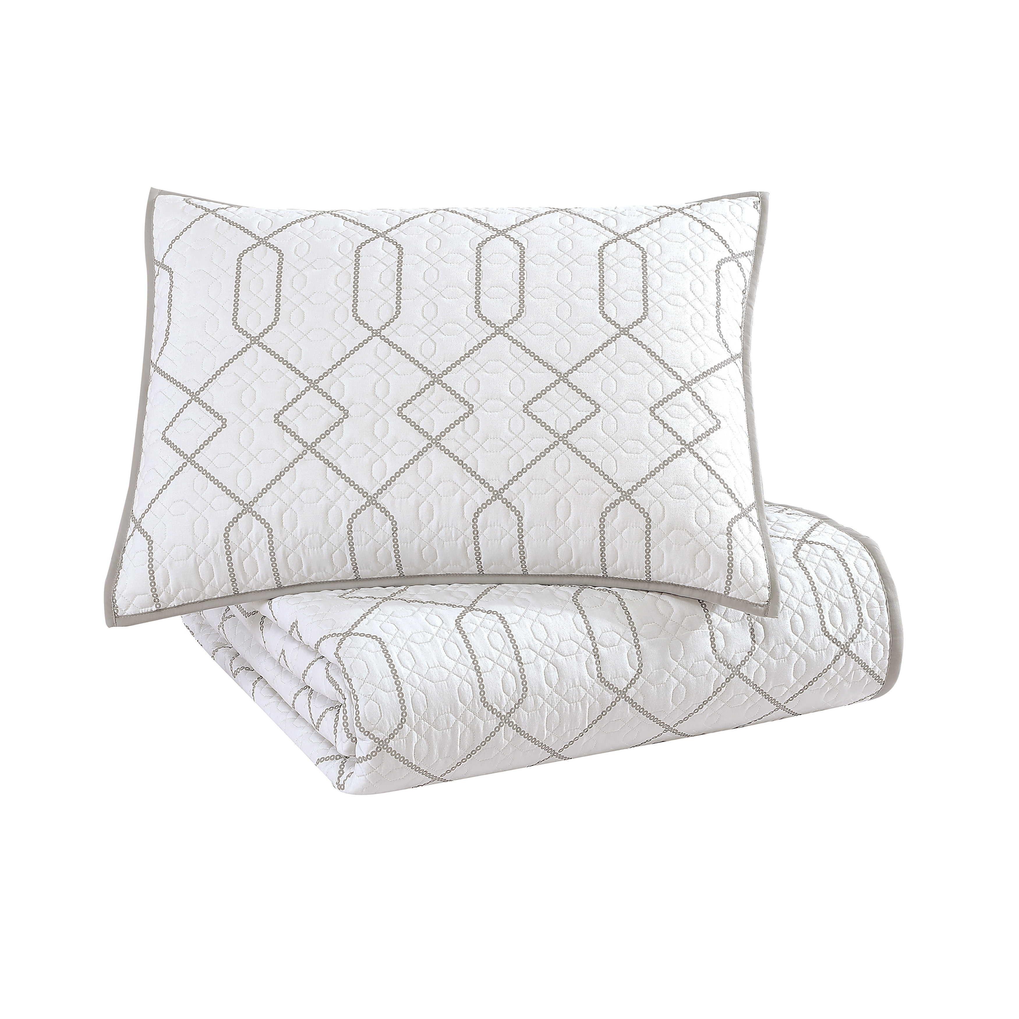 Twin White Microfiber Reversible Coverlet Set