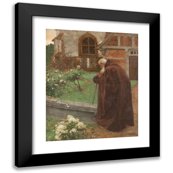 Alexander Bertrand 20x24 Black Modern Framed Museum Art Print Titled - Monk at the Monastery Garden