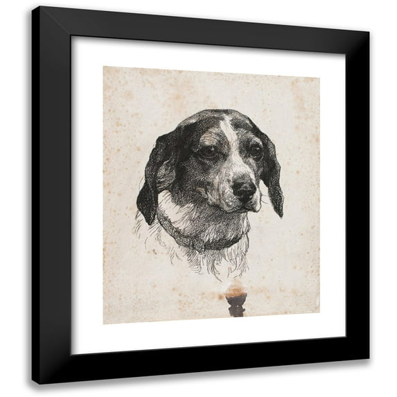 Alexander Blom 20x23 Black Modern Framed Museum Art Print Titled - A Dog Head (1884 - 1885)