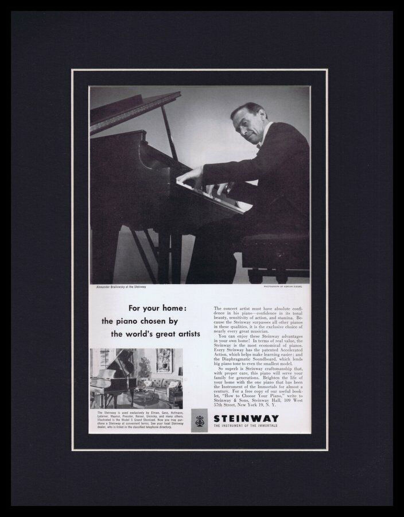 Alexander Brailowsky 1952 Steinway Pianos Framed 11x14 ORIGINAL
