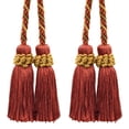 thumbnail image 1 of Alexander Collection Decorative Double Tassel Curtain and Drapery Tieback / Holdback, 2" Tassel (5cm), 26" Spread (66cm) # CTAX, Golden Beige Red #LX07 (Rust Red, Gold Beige, Red Orange) Set of 2, 1 of 3