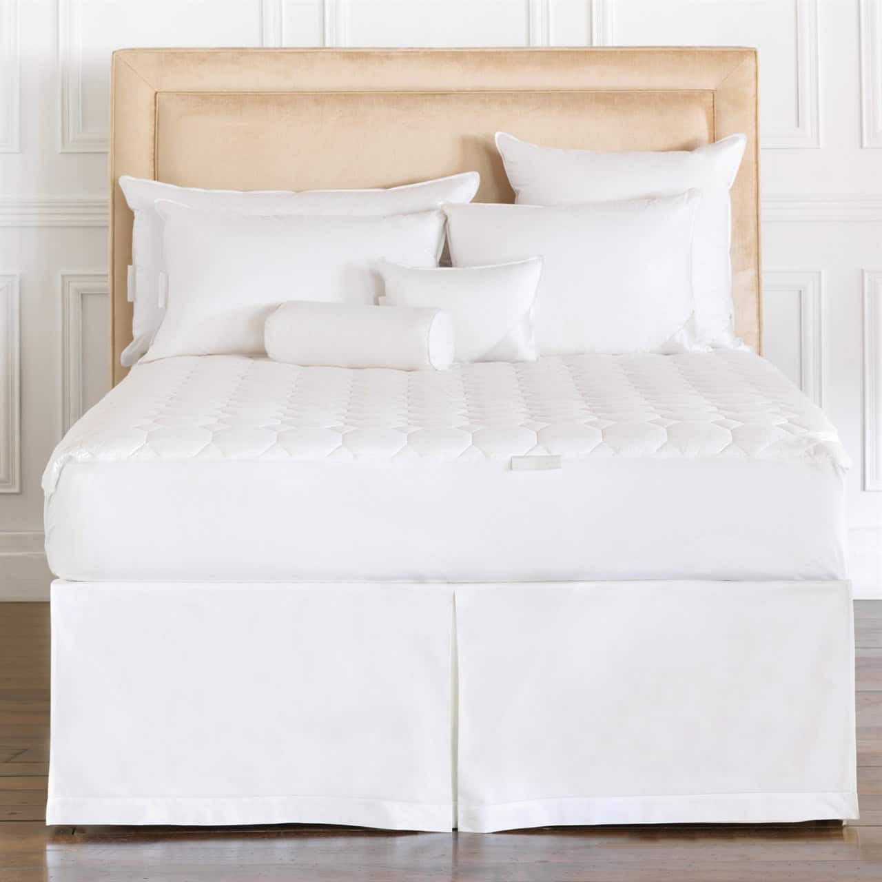 Beverly Full White Cotton Mattress Pad with Jersey Skirt