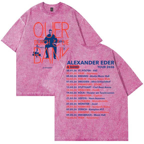 Alexander Eder Quer durch die Bank Tour 2026 Merch T-Shirt Cotton Wash Tee Women Men Short Sleeve Casual Crewneck Tee