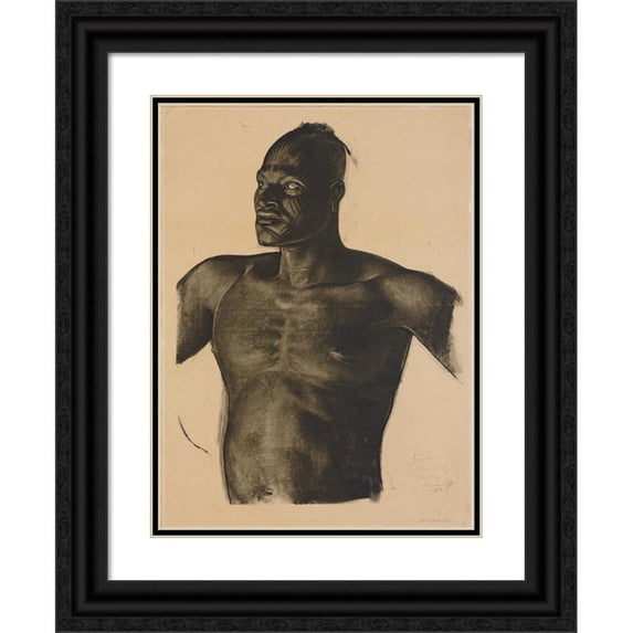 Alexander Evgenievich Yakovlev 11x14 Black Ornate Wood Framed Double Matted Museum Art Print Titled: Sara Lepisteur, Bahr Ouandja (1925)