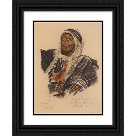 Alexander Evgenievich Yakovlev 14x18 Black Ornate Wood Framed Double Matted Museum Art Print Titled - Cheikh Satane, Chef De Tribu Haddidee (Palmyre) (1931)