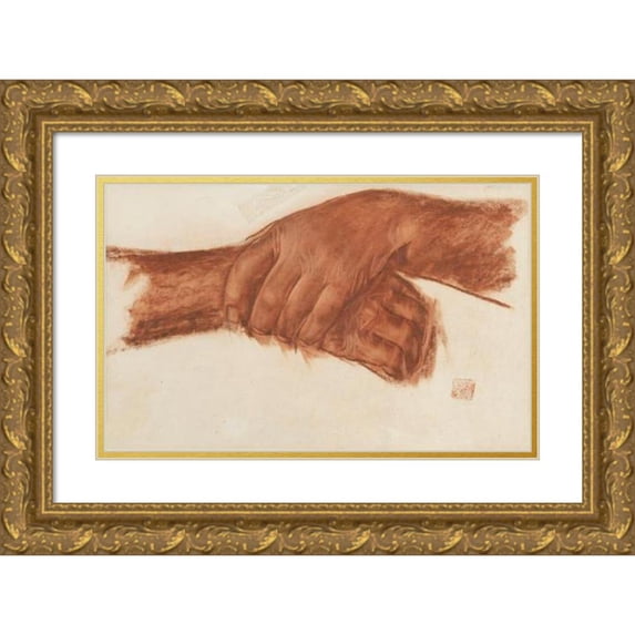 Alexander Evgenievich Yakovlev 18x13 Gold Ornate Wood Frame and Double Matted Museum Art Print Titled - Study of Hands