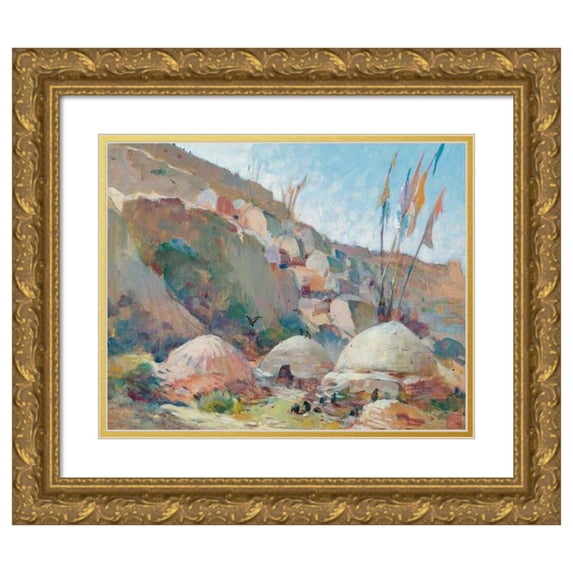 Alexander Evgenievich Yakovlev 18x15 Gold Ornate Wood Frame and Double Matted Museum Art Print Titled - Chimerical Landscape