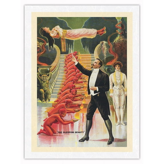 Alexander Fredrik the Great - The Sleeping Beauty - Vintage Magic Poster c.1910 - Japanese Unryu Rice Paper Art Print 24 x 32 in