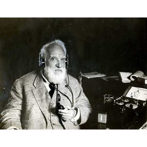 Alexander G. Bell-At Home Listening To His Radiophone Set History (24 x 18)