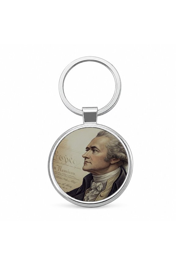 Alexander Hamilton Founding Father Metal Round Keychain