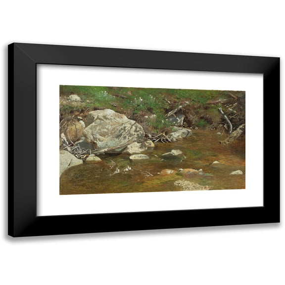 Alexander Helwig Wyant 24x16 Black Modern Framed Museum Art Print Titled - Mountain Brook; a Study (Between Ca. 1863 and 1869)