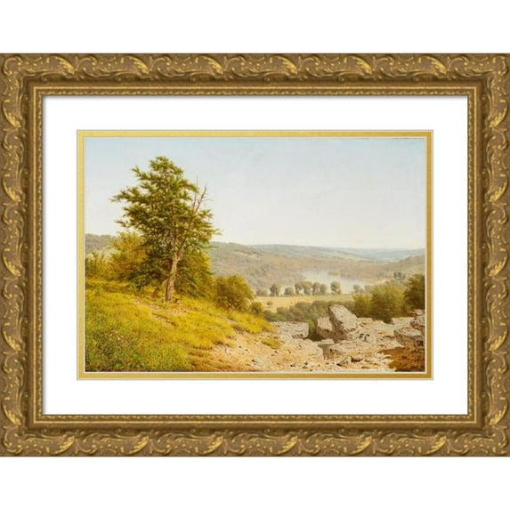 Alexander Helwig Wyant 24x17 Gold Ornate Framed and Double Matted Museum Art Print Titled - Landscape (1865)