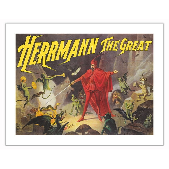 Alexander Herrmann The Great Magician - Vintage Magic Poster c.1885 - Bamboo Fine Art 290gsm Paper (Unframed) 17x22in
