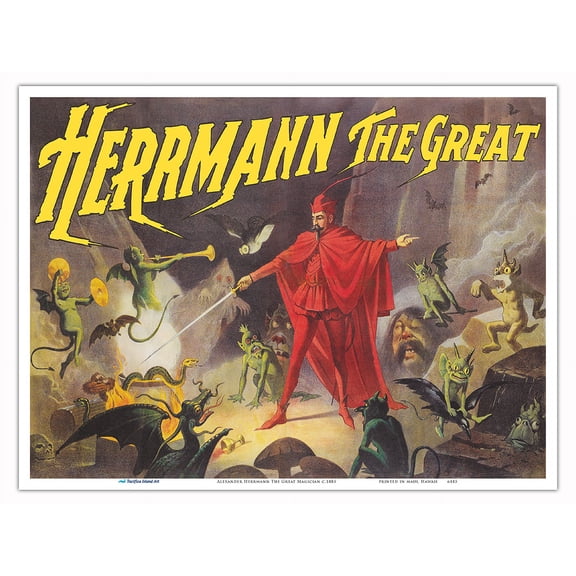 Alexander Herrmann The Great Magician - Vintage Magic Poster c.1885 - Master Art Print (Unframed) 9in x 12in