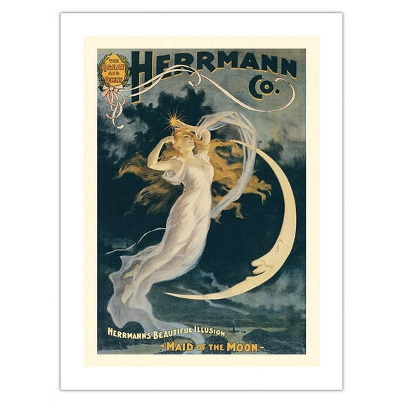 Alexander Herrmann’s Beautiful Illusion - Maid of the Moon - Vintage Magic Poster c.1898 - Fine Art Matte Paper Print (Unframed) 18x24in