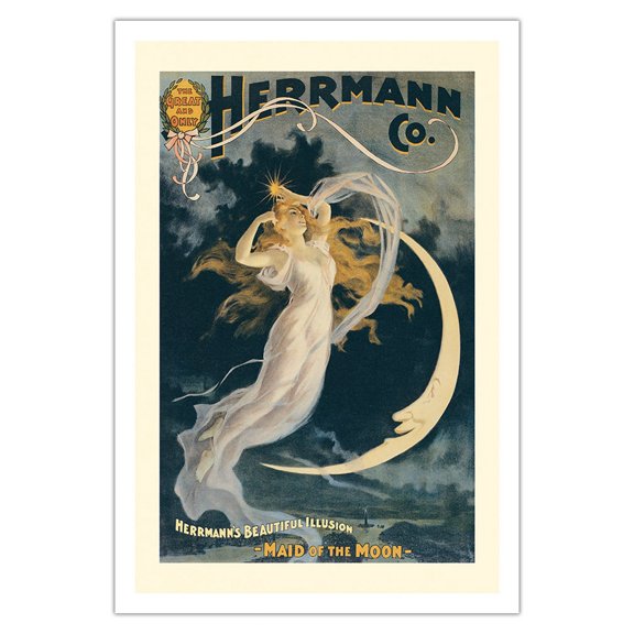 Alexander Herrmann’s Beautiful Illusion - Maid of the Moon - Vintage Magic Poster c.1898 - Fine Art Matte Paper Print (Unframed) 30x44in