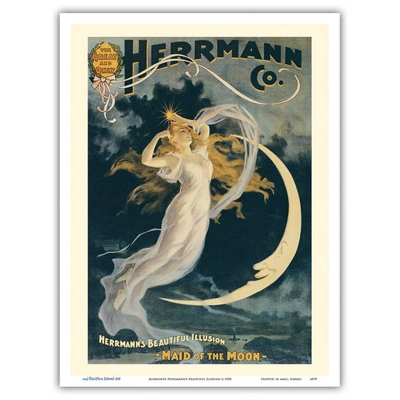 Alexander Herrmann’s Beautiful Illusion - Maid of the Moon - Vintage Magic Poster c.1898 - Master Art Print (Unframed) 9in x 12in