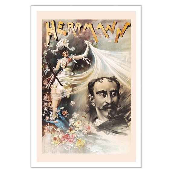 Alexander Herrmann the Great - Adelaide Herrmann the Queen of Magic - Vintage Magic Poster c.1885 - Fine Art Matte Paper Print (Unframed) 30x44in