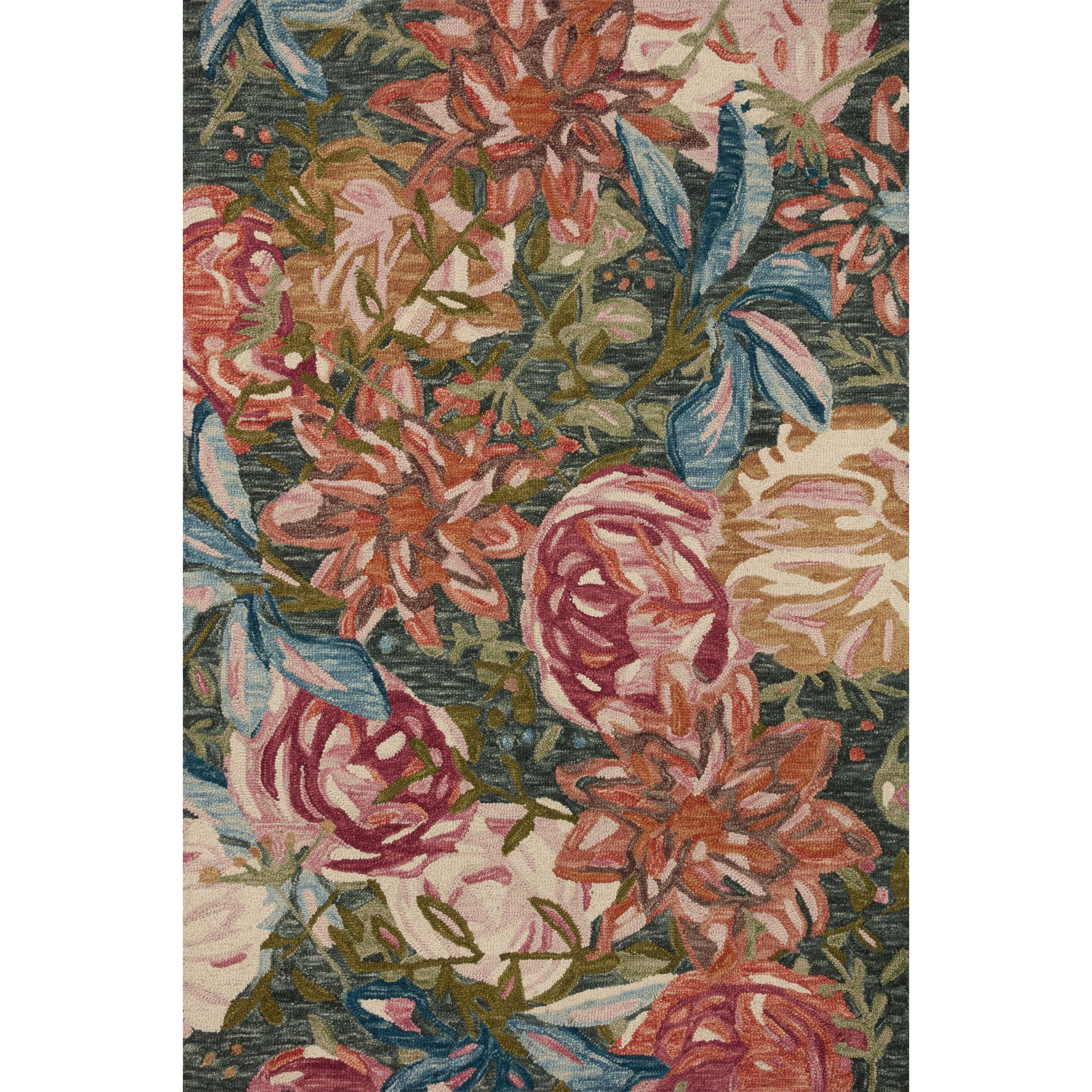 Alexander Home Evelyn Floral Bouquet Area Rug 3'6" x 5'6" Lagoon