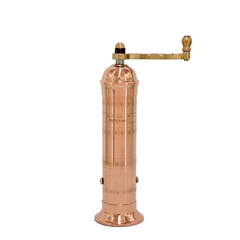 Alexander Home Greek Pepper Mill, 8 Inch Tall, Manual Pepper Grinder, Copper