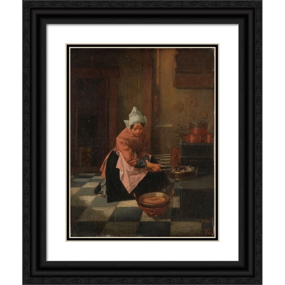 Alexander Hugo Bakker Korff 19x24 Black Ornate Framed Double Matted Museum Art Print Titled: The Waffle Maker (C. 1850 - C. 1882)