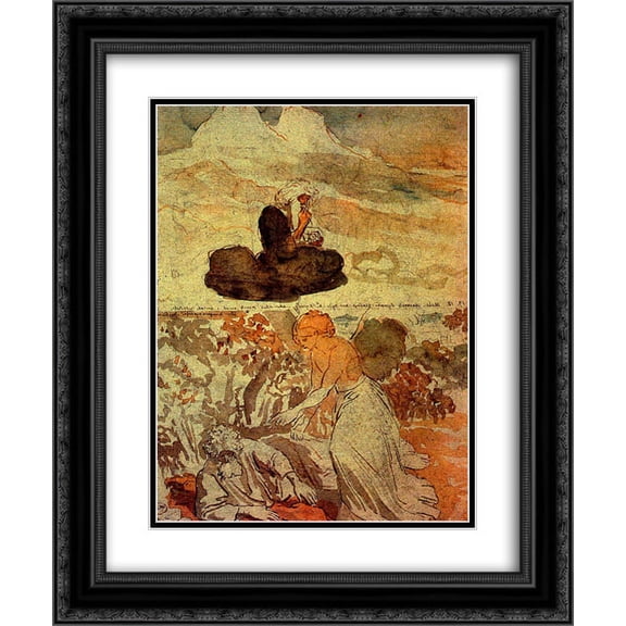 Alexander Ivanov 2x Matted 20x24 Black Ornate Framed Art Print 'Prophet Elijah in the desert'