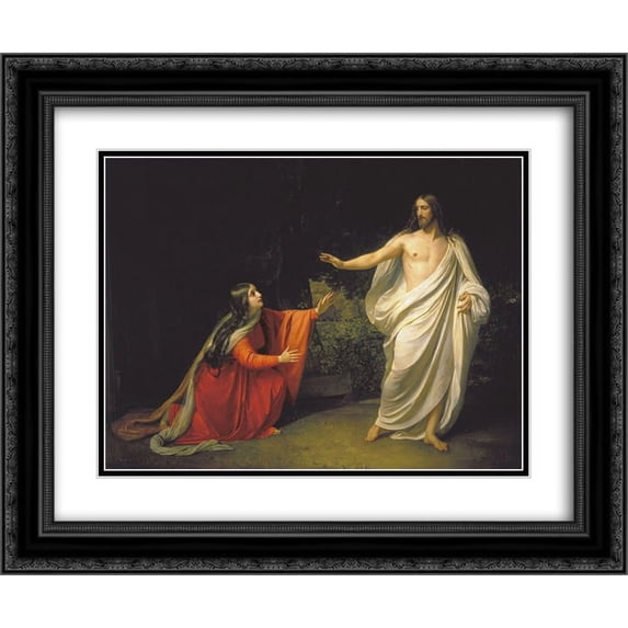 Alexander Ivanov 2x Matted 24x20 Black Ornate Framed Art Print 'The Appearance of Christ to Mary Magdalene'