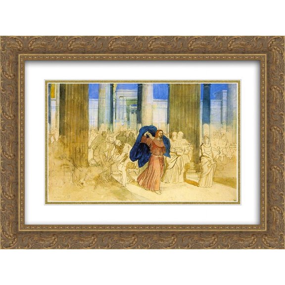 Alexander Ivanov 2x Matted 24x20 Gold Ornate Framed Art Print 'Expulsion of merchants from the temple'