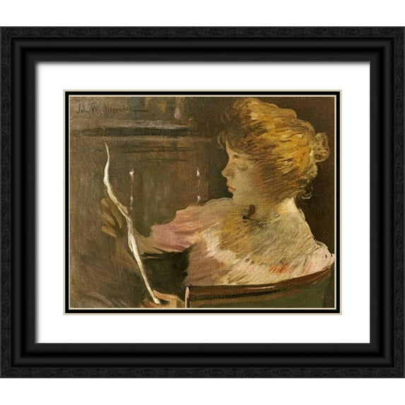 Alexander, John White 32x26 Black Ornate Wood Framed with Double Matting Museum Art Print Titled - Jesse Steele Reading
