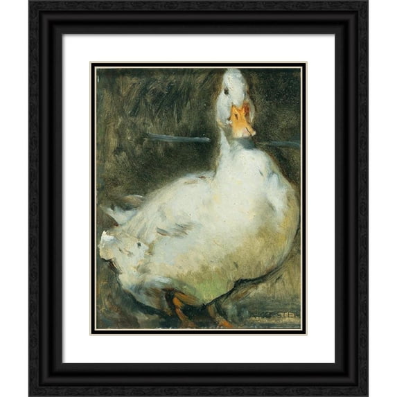 Alexander Koester 20x24 Black Ornate Framed Double Matted Museum Art Print Titled: Duck