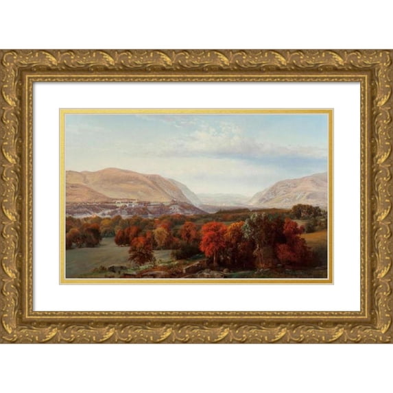 Alexander Lawrie 18x13 Gold Ornate Wood Frame and Double Matted Museum Art Print Titled - View of West Point (1869)