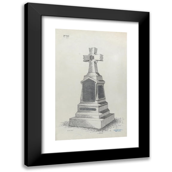 Alexander Maxwell 11x14 Black Modern Framed Museum Art Print Titled - Grave Monument with Cross, No. 745 (1840-80)