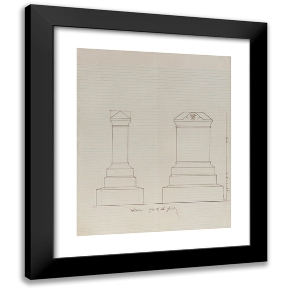 Alexander Maxwell 12x14 Black Modern Framed Museum Art Print Titled - Grave Monument Design (Two Elevations) (1840-80)