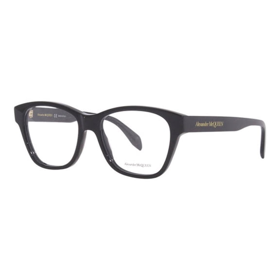 Alexander McQueen AM0306O 001 52mm Square Eyeglass Frames Men's Shiny Black