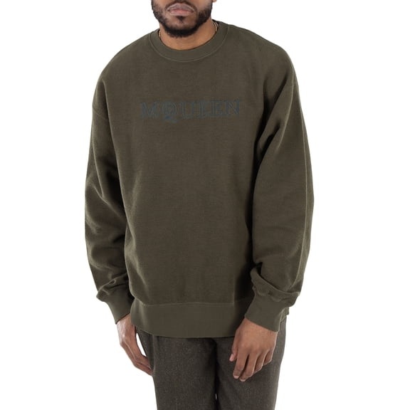 Alexander McQueen Men's Peak Green Washed Logo Sweatshirt, Size Large