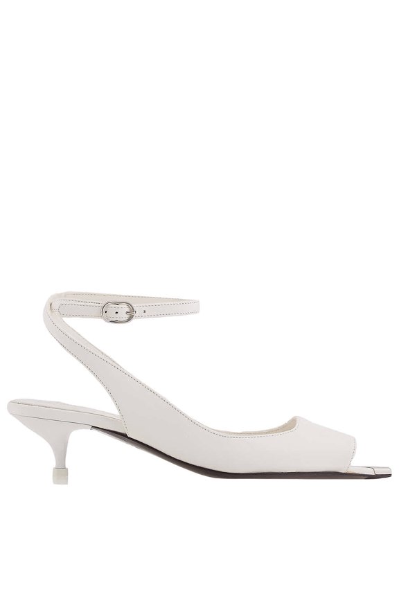 New Ivory Leather Punk Ankle Strap Sandals, Brand Size 36 ( US Size 6 )