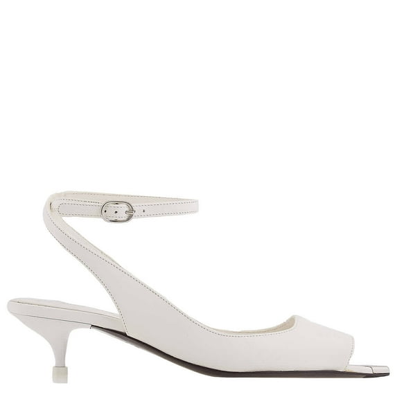 Alexander McQueen New Ivory Leather Punk Ankle Strap Sandals, Brand Size 37 ( US Size 7 )