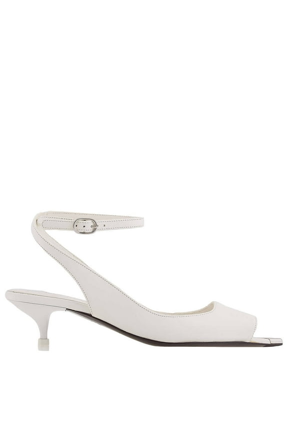 New Ivory Leather Punk Ankle Strap Sandals, Brand Size 38 ( US Size 8 )