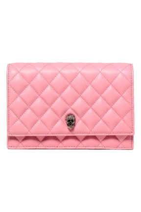 Pink Quilted Leather Skull Shoulder Bag 647288