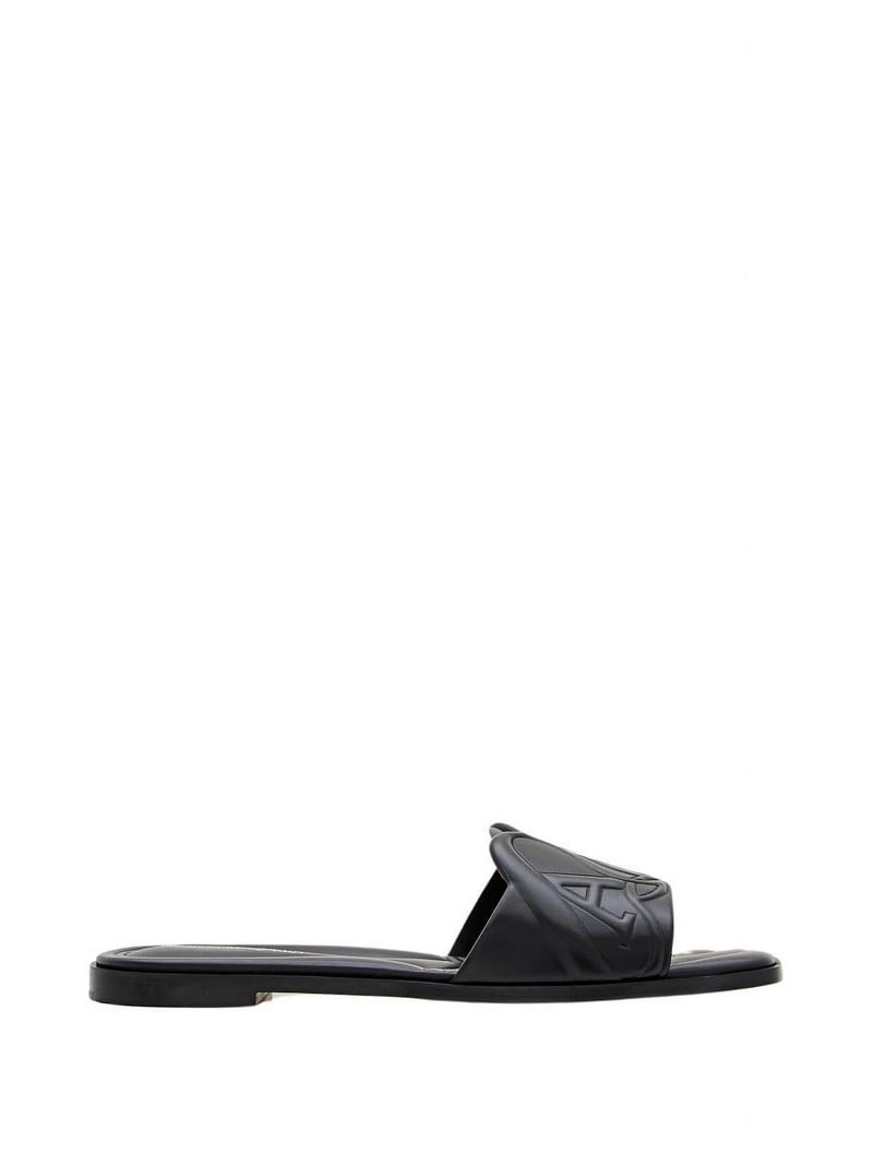 サンダル・ミュール ALEXANDER MCQUEEN FLAT LEATHER SLIDE SANDAL Alexander Mcqueen Flat Leather Slide Sandal Black (Women's