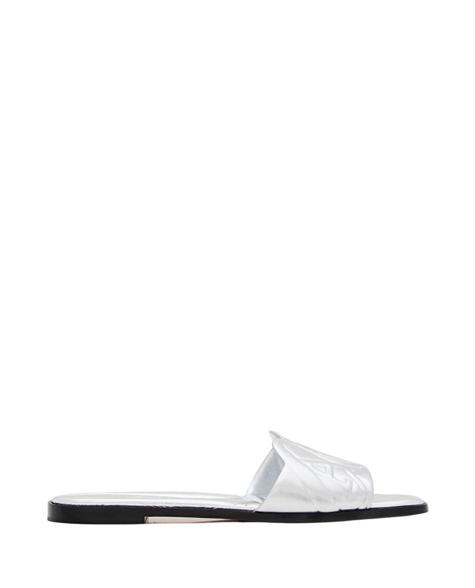 サンダル・ミュール alexander mcqueen Silver leather slippers Alexander Mcqueen Female Silver Metallic Leather Slipper