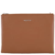 Alexander Mcqueen Ladies Pecan / Silver Logo-Plaque Clutch