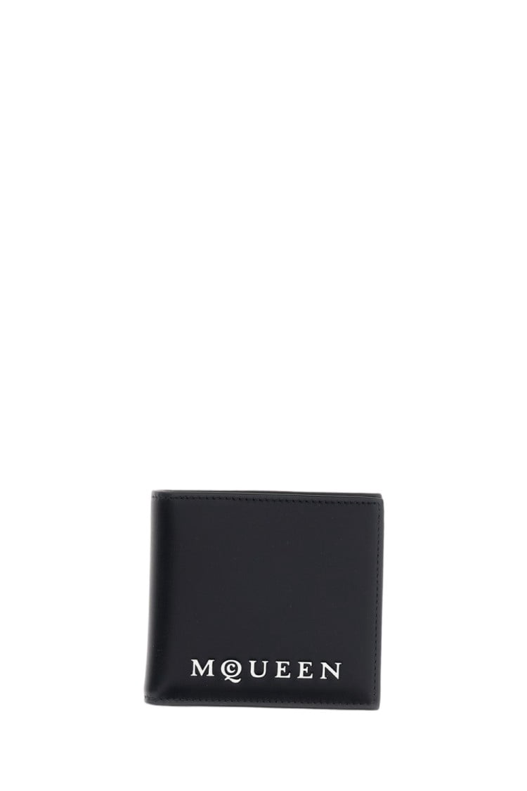 Alexander Mcqueen Men's Bi-Fold Wallet In Smooth Leather With