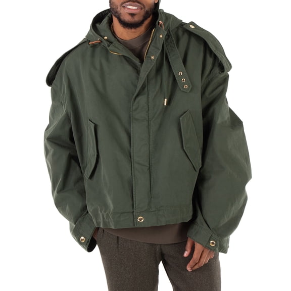 Alexander Mcqueen Men's Green Hooded Jacket, Brand Size 46 (US Size 36)