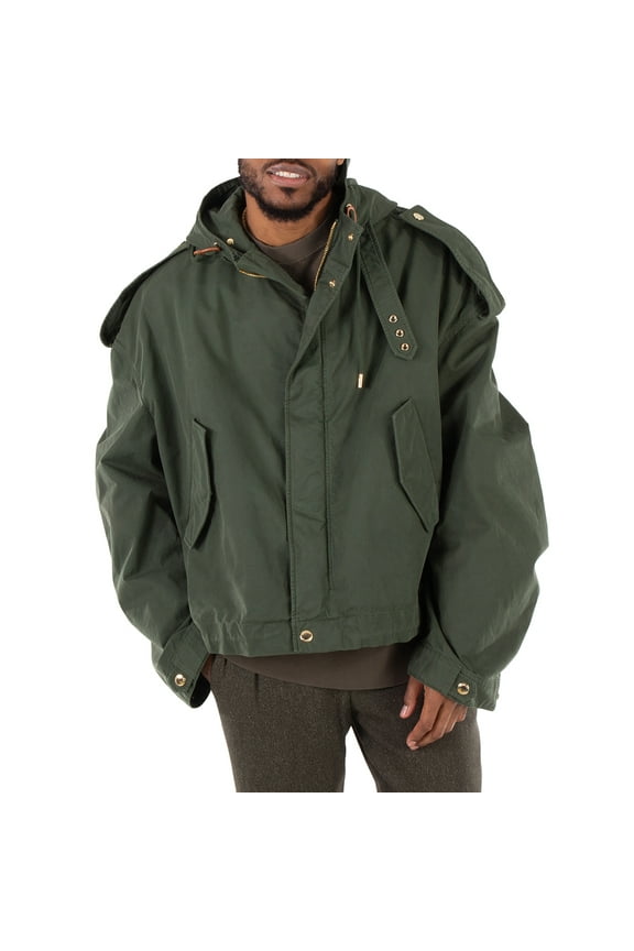 Men's Green Hooded Jacket, Brand Size 46 (US Size 36)