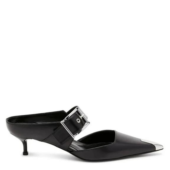 Alexander Mcqueen Punk Buckle Pointed-Toe Mules, Brand Size 35 (US Size 5)
