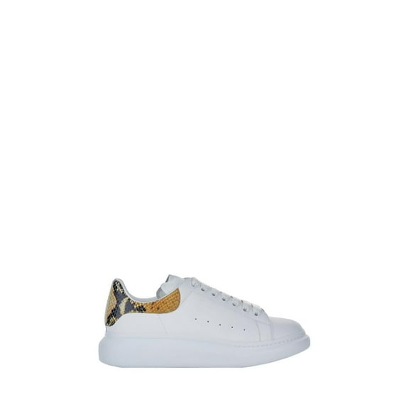 Alexander Mcqueen White Leather Sneakers With Printed Leather Heel White (Men's)