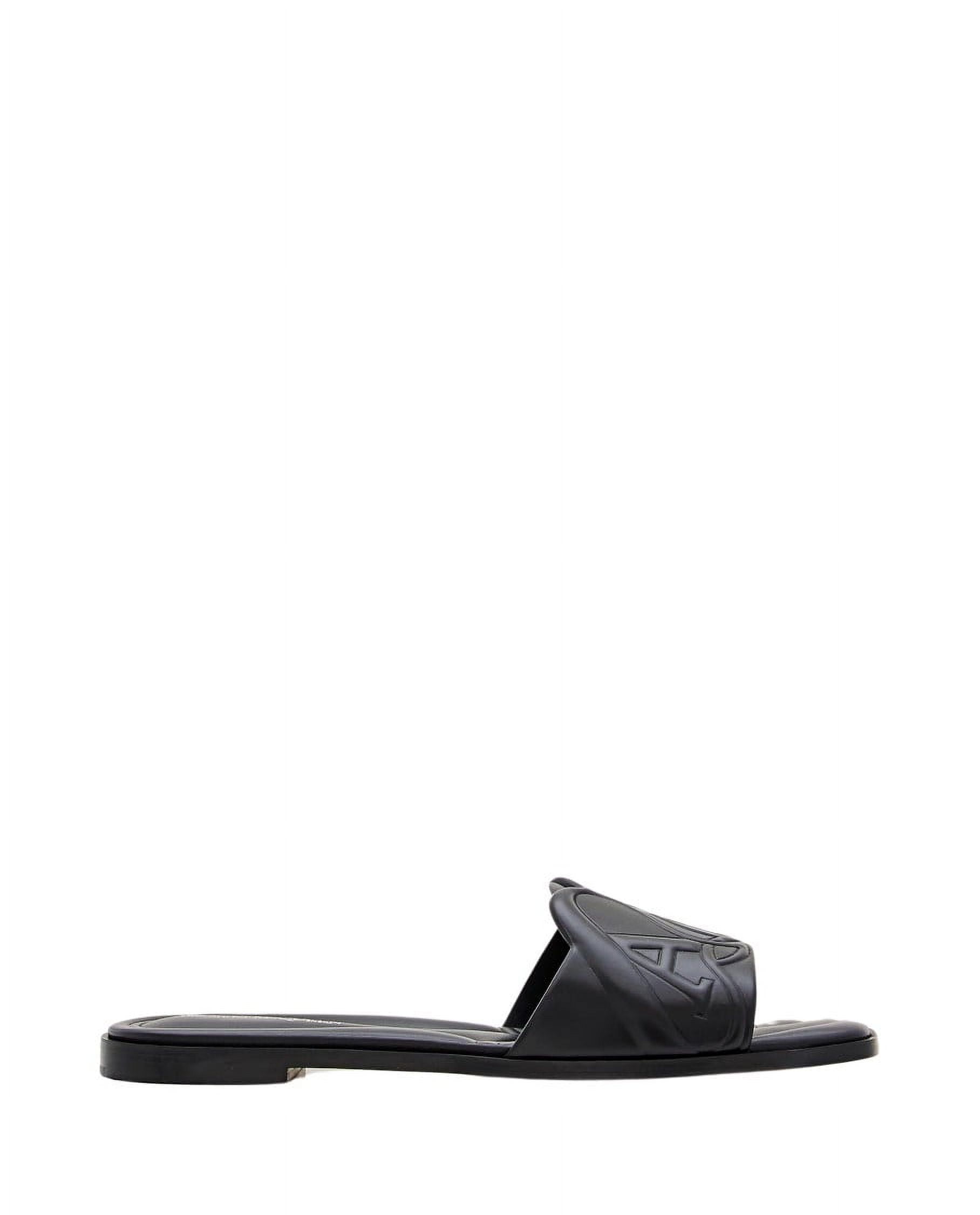 Alexander Mcqueen Flat Leather Slide Sandal Black (Women's
